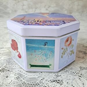 Vintage 90s Lancome Paris Octogonal Storage Tin Whimsical Vintage Design